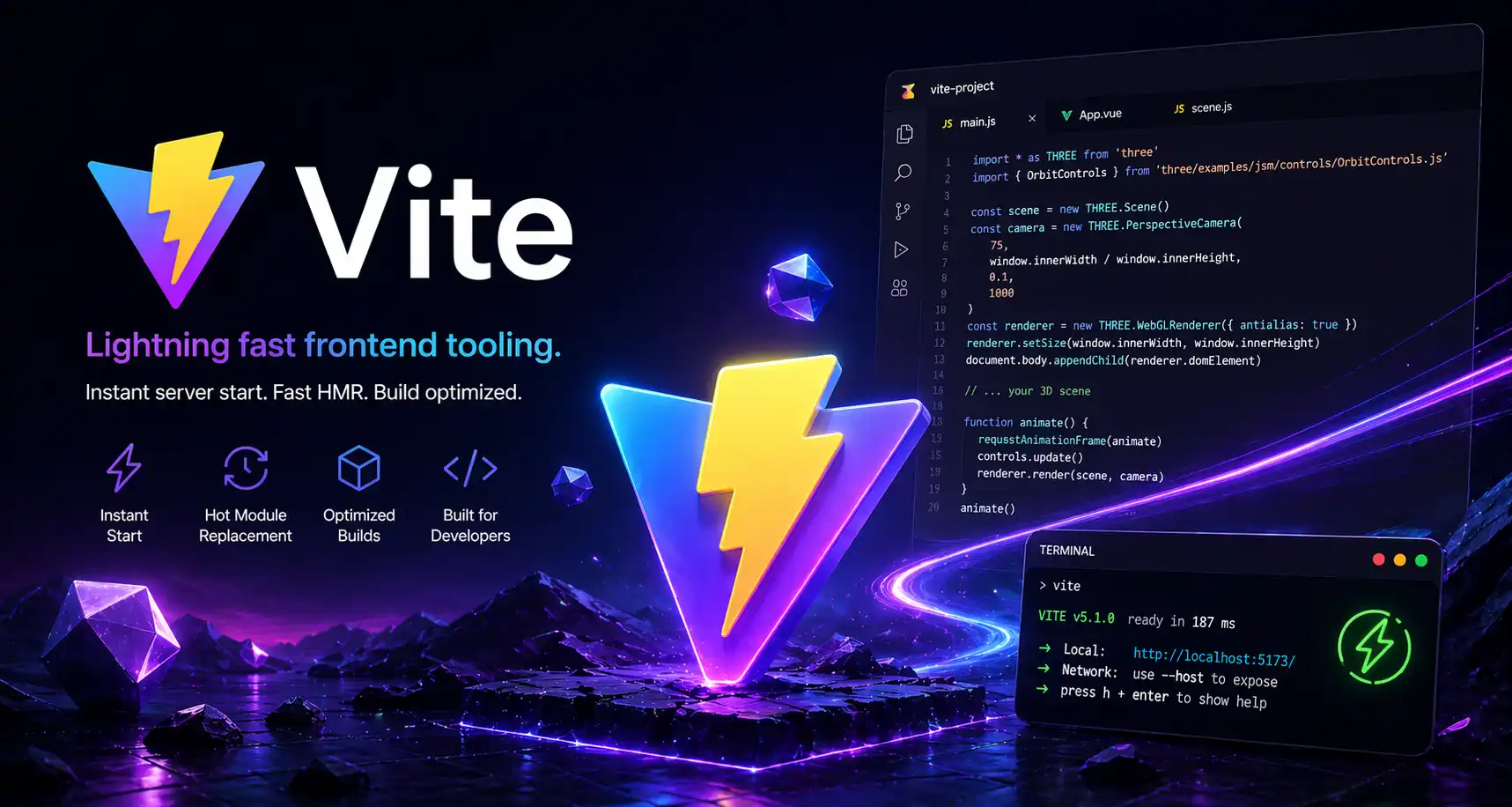 Vite development server setup for fast Three.js project iteration